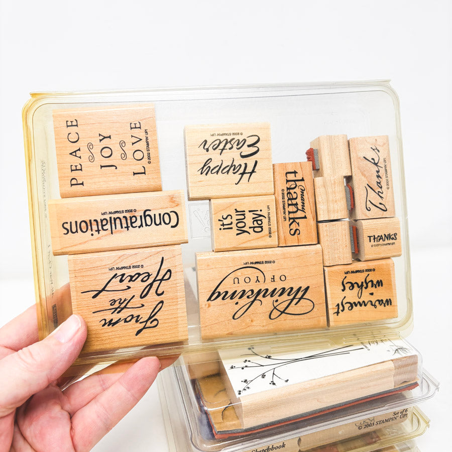 Stampin' Up! Extra Large Wood Back Rubber Stamp Sets - Pick a Design