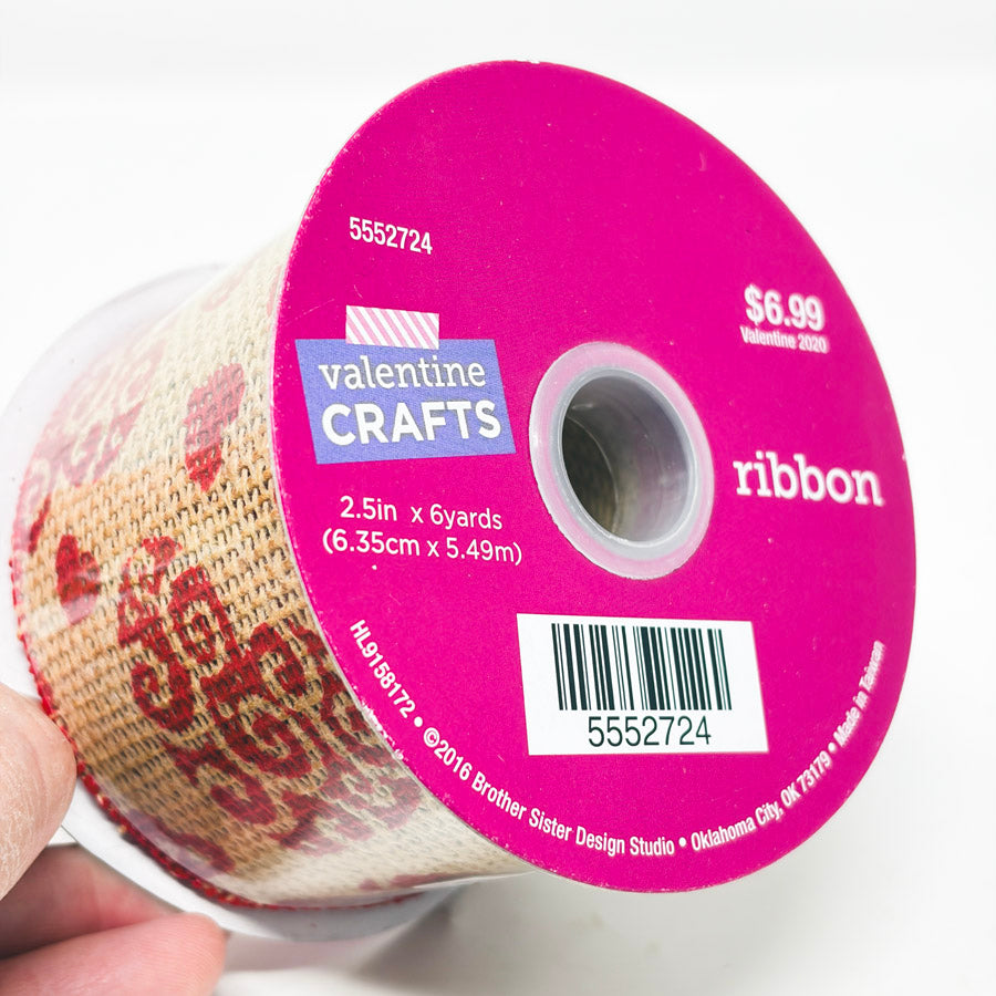 Valentine's Burlap Heart Holiday Ribbon