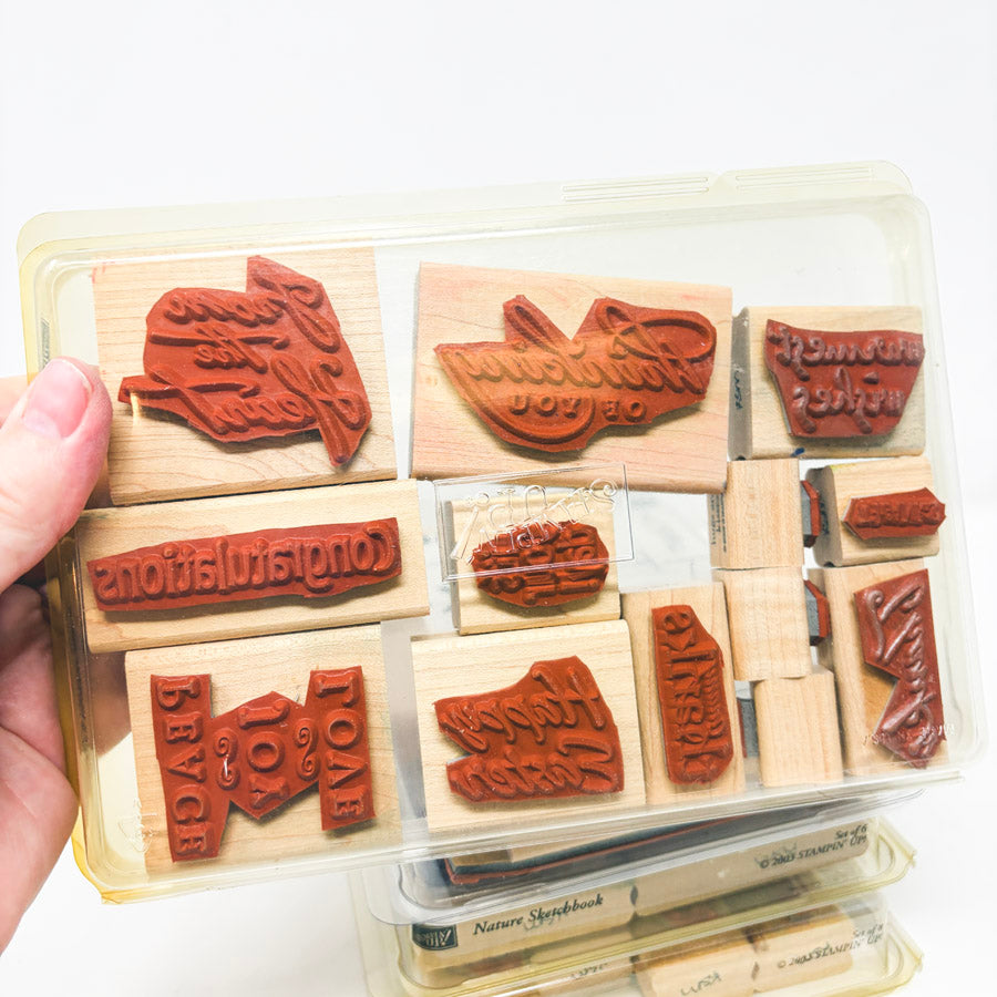 Stampin' Up! Extra Large Wood Back Rubber Stamp Sets - Pick a Design