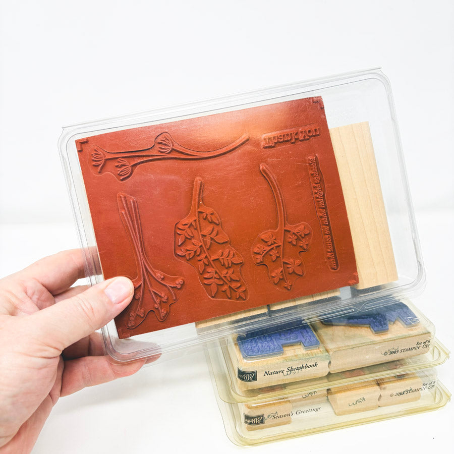 Stampin' Up! Extra Large Wood Back Rubber Stamp Sets - Pick a Design