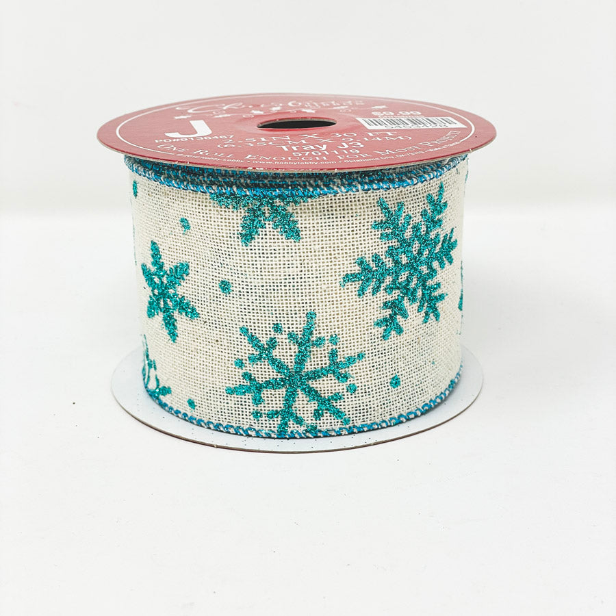 Blue Snowflakes on Canvas Ribbon
