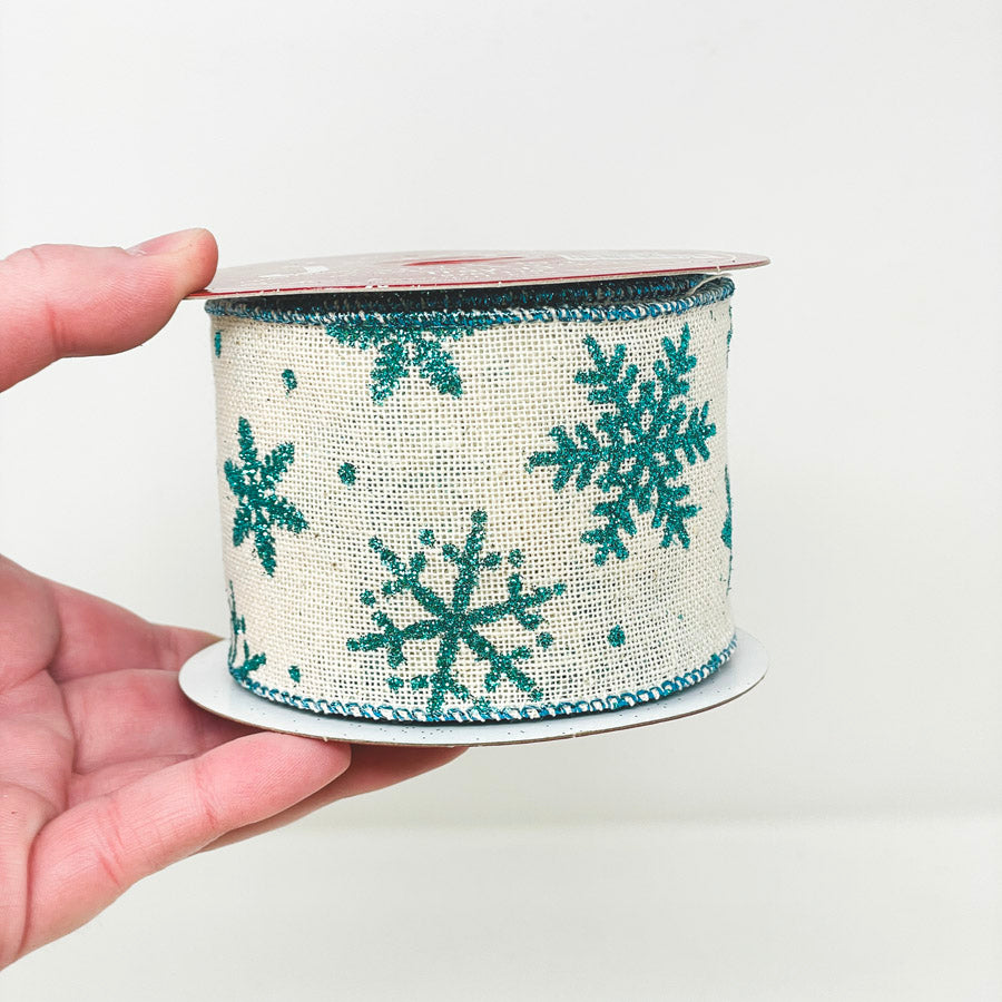 Blue Snowflakes on Canvas Ribbon