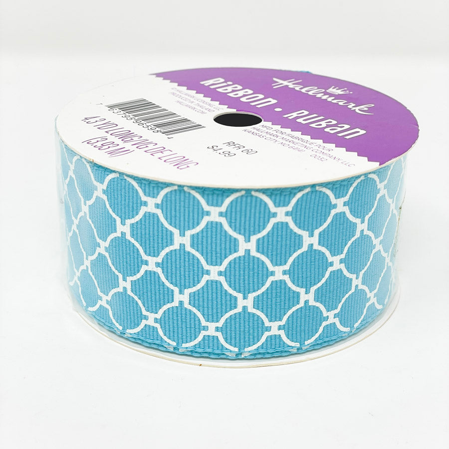Hallmark Blue Quatrefoil Grosgrain Ribbon