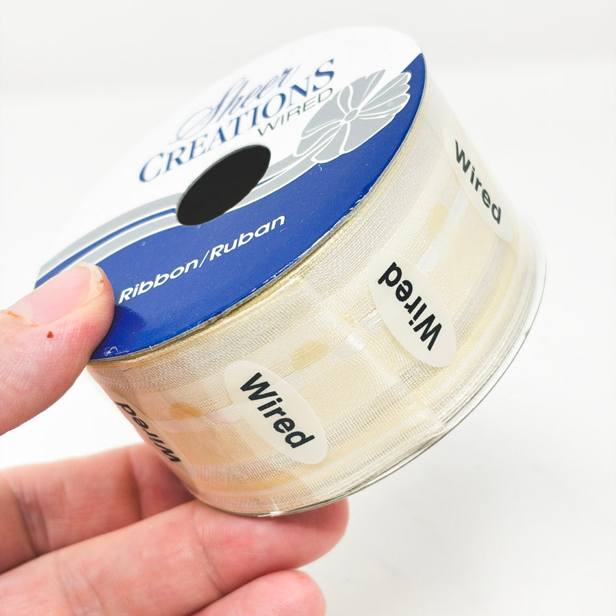Cream Sheer Creations Wired Ribbon