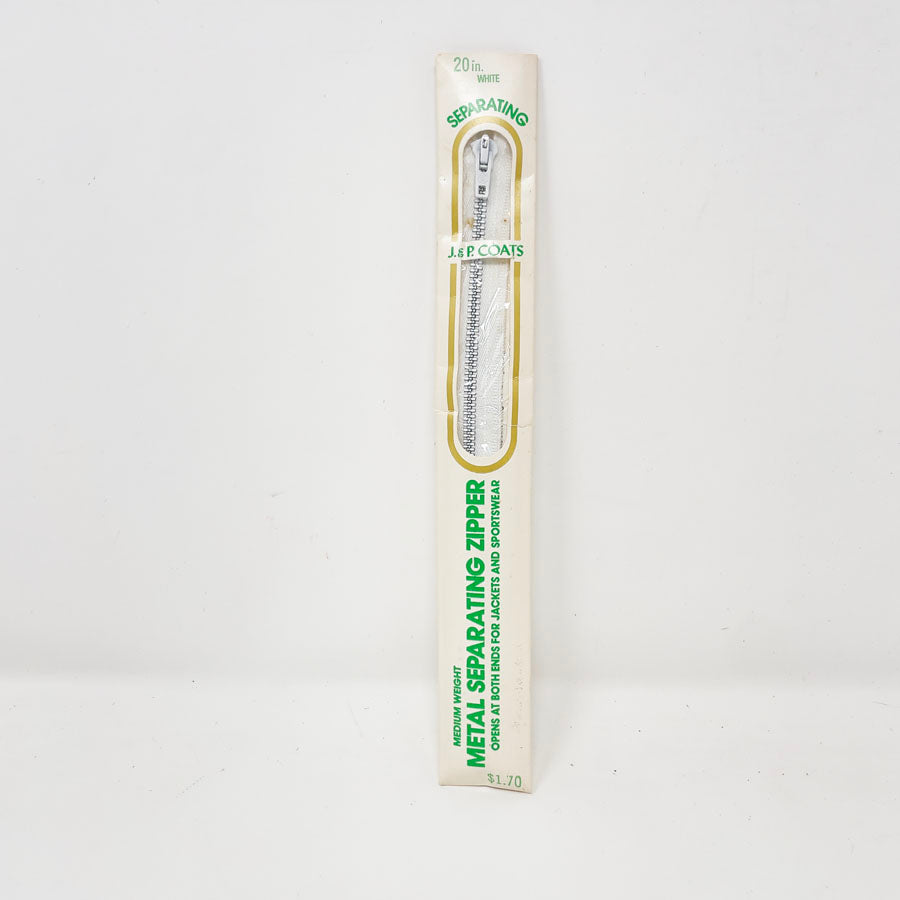 J&P Coats Metal Separating Zipper - 20"
