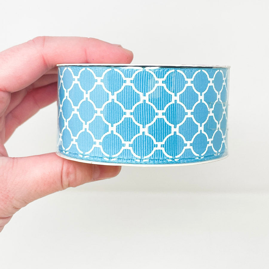 Hallmark Blue Quatrefoil Grosgrain Ribbon