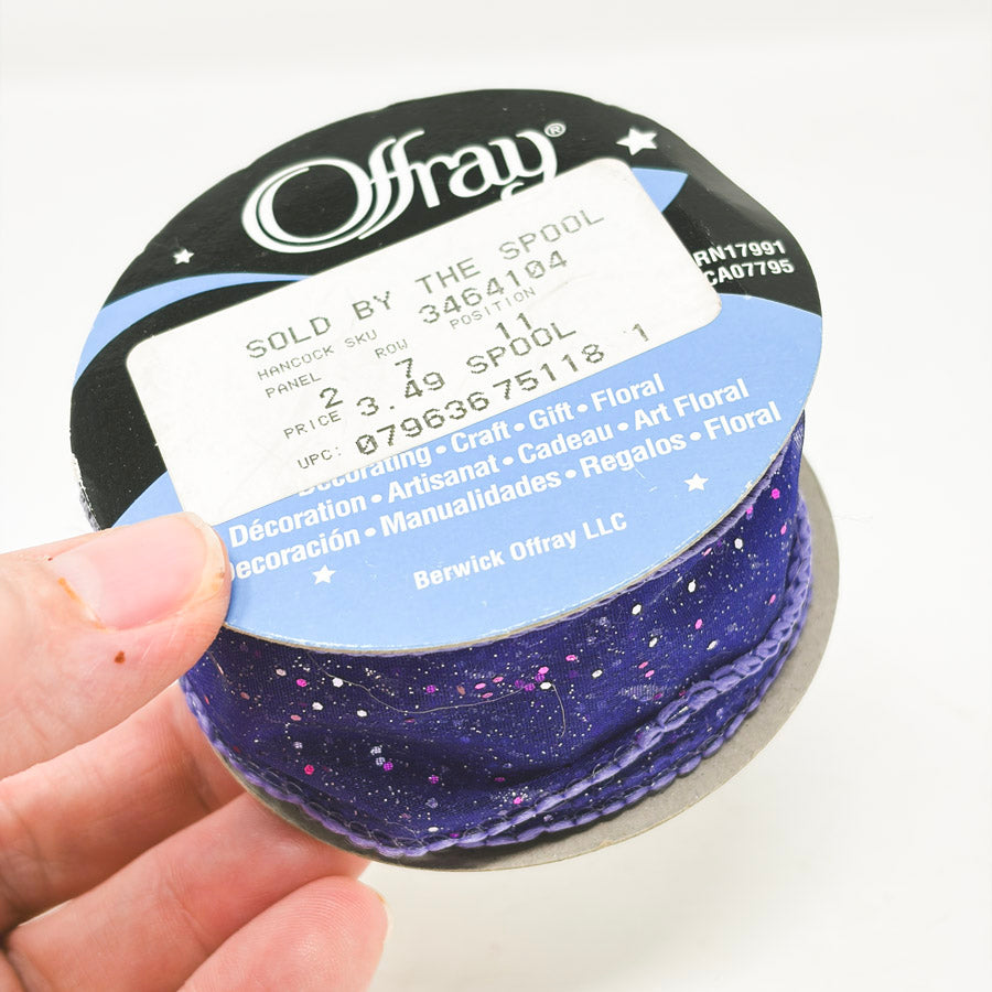 Offray Purple Sheer Glitter Wired Ribbon
