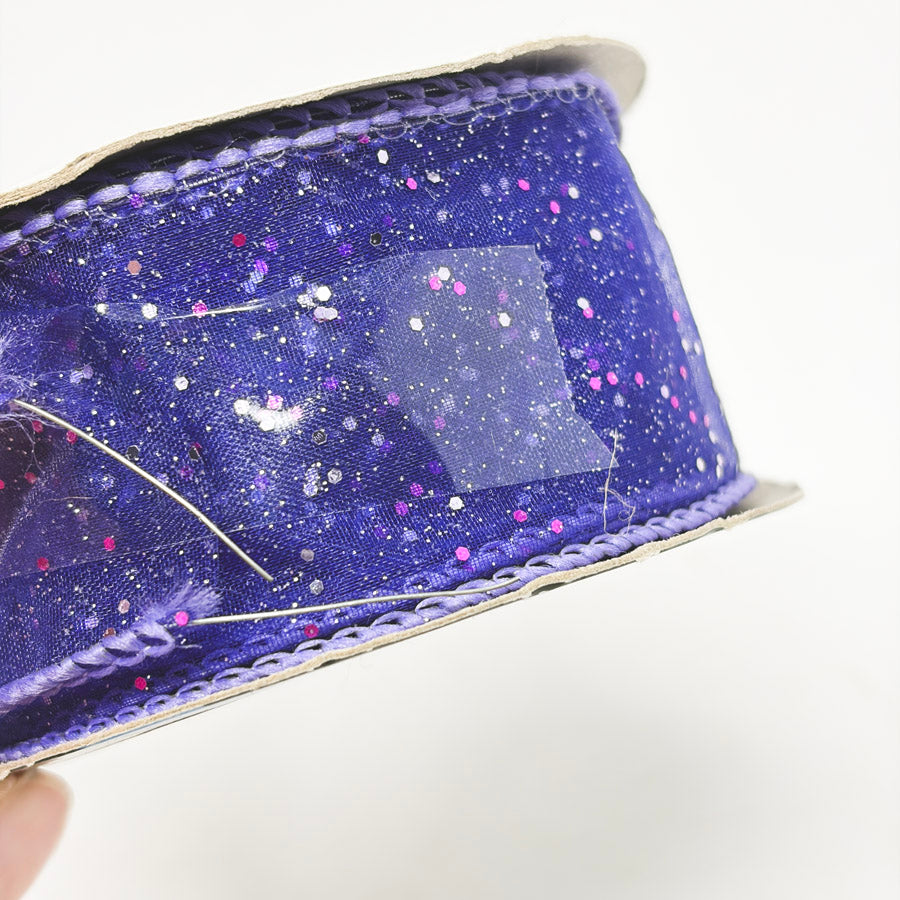 Offray Purple Sheer Glitter Wired Ribbon