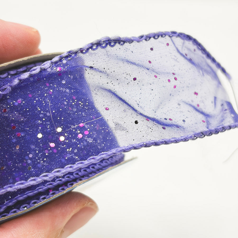 Offray Purple Sheer Glitter Wired Ribbon