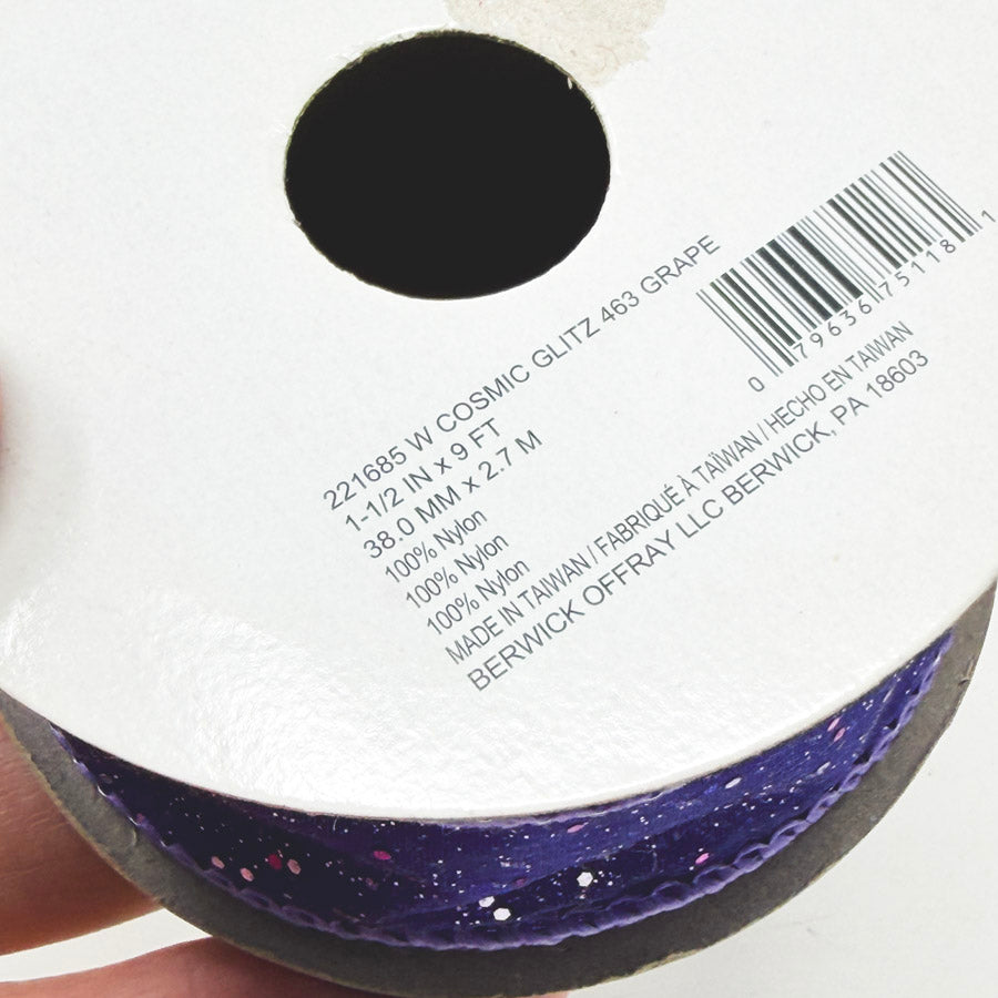 Offray Purple Sheer Glitter Wired Ribbon
