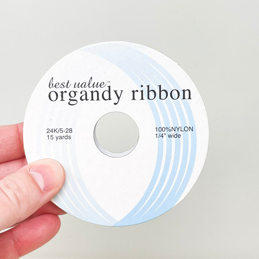 1/4" Wide Gold Organdy Ribbon Spool - Best Value