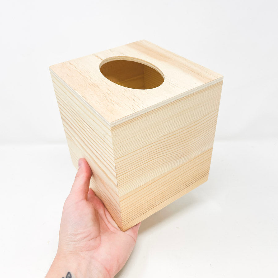 Wood Square Box Kleenex Holder