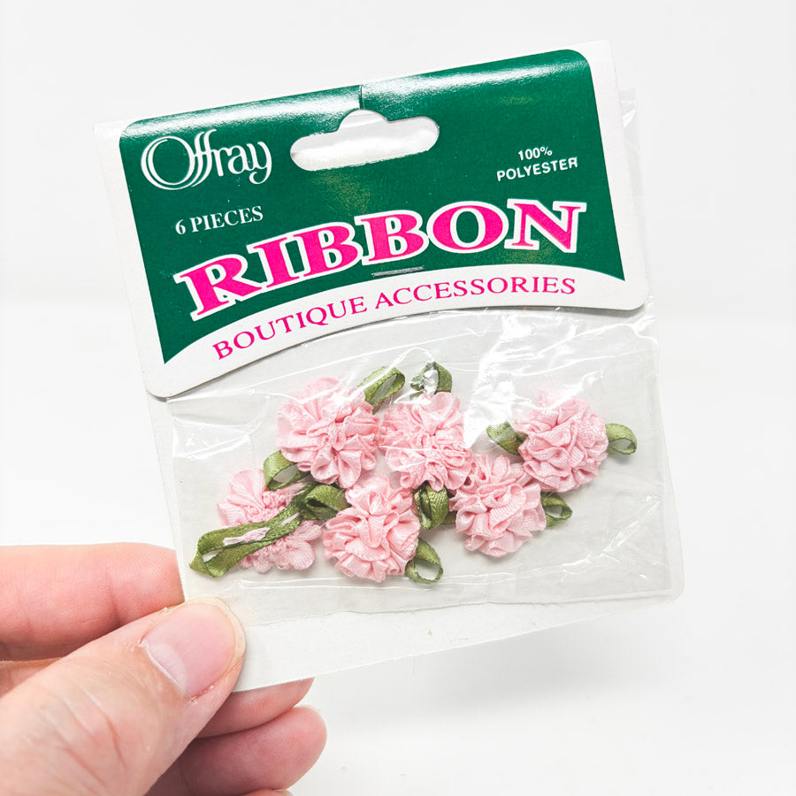 Offray Lt Pink Fabric Flower Embellishments