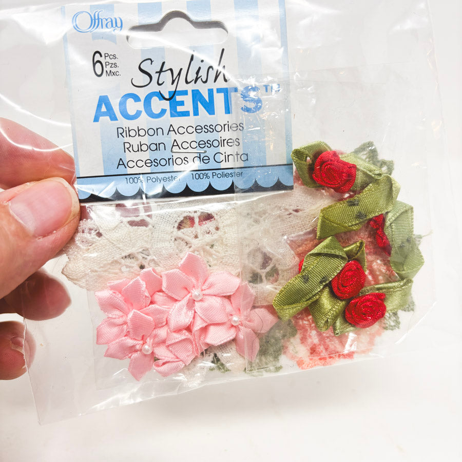 Fabric and Embroidered Flower Embellishments Bundle