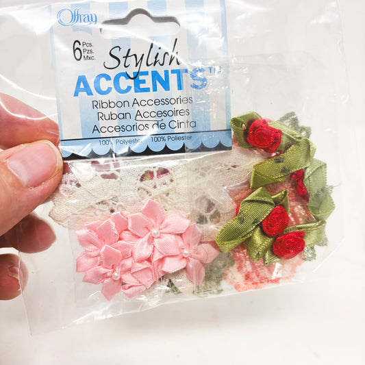 Fabric and Embroidered Flower Embellishments Bundle