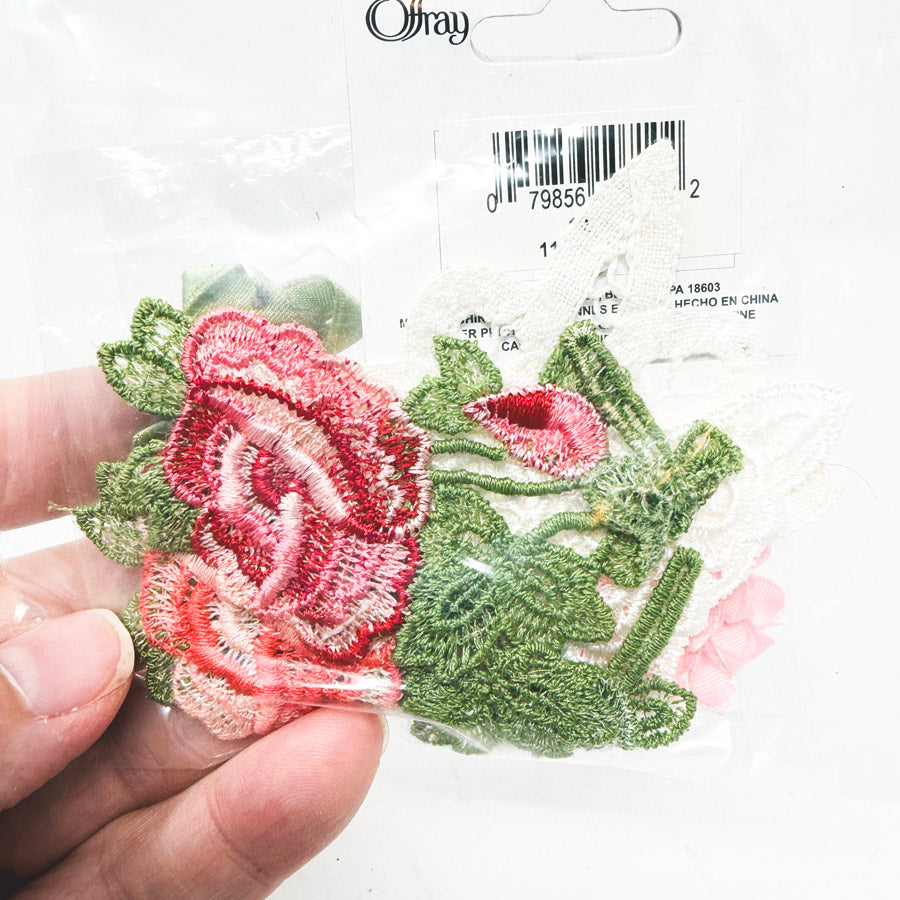 Fabric and Embroidered Flower Embellishments Bundle