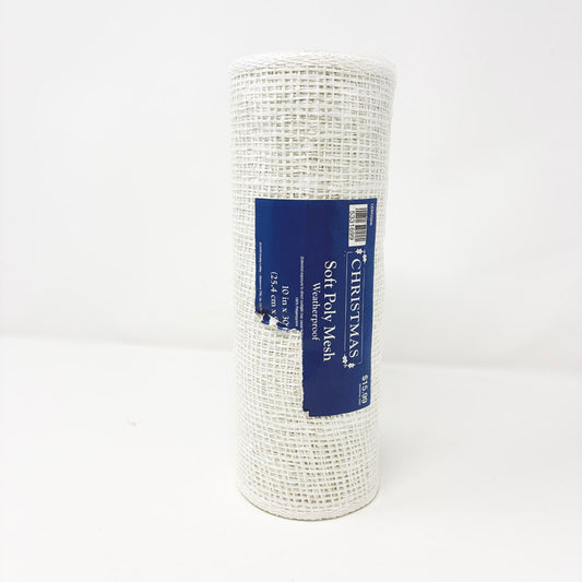 10" White Soft Poly Mesh Ribbon
