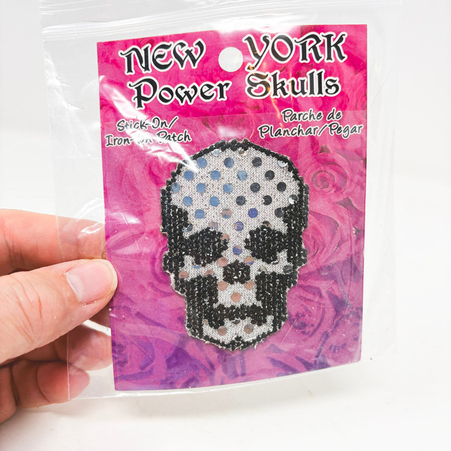 Glitter Skull Stick-On Iron-on Patch
