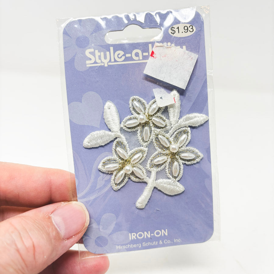 Iron-on Flowers with Pearls