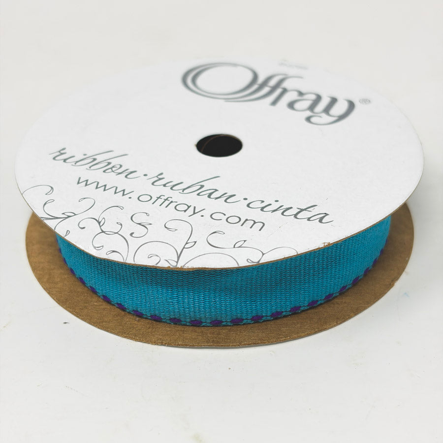 5/8" Offray Bright Blue Stitch Grosgrain Ribbon