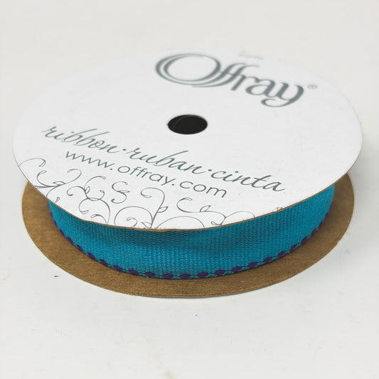 5/8" Offray Bright Blue Stitch Grosgrain Ribbon