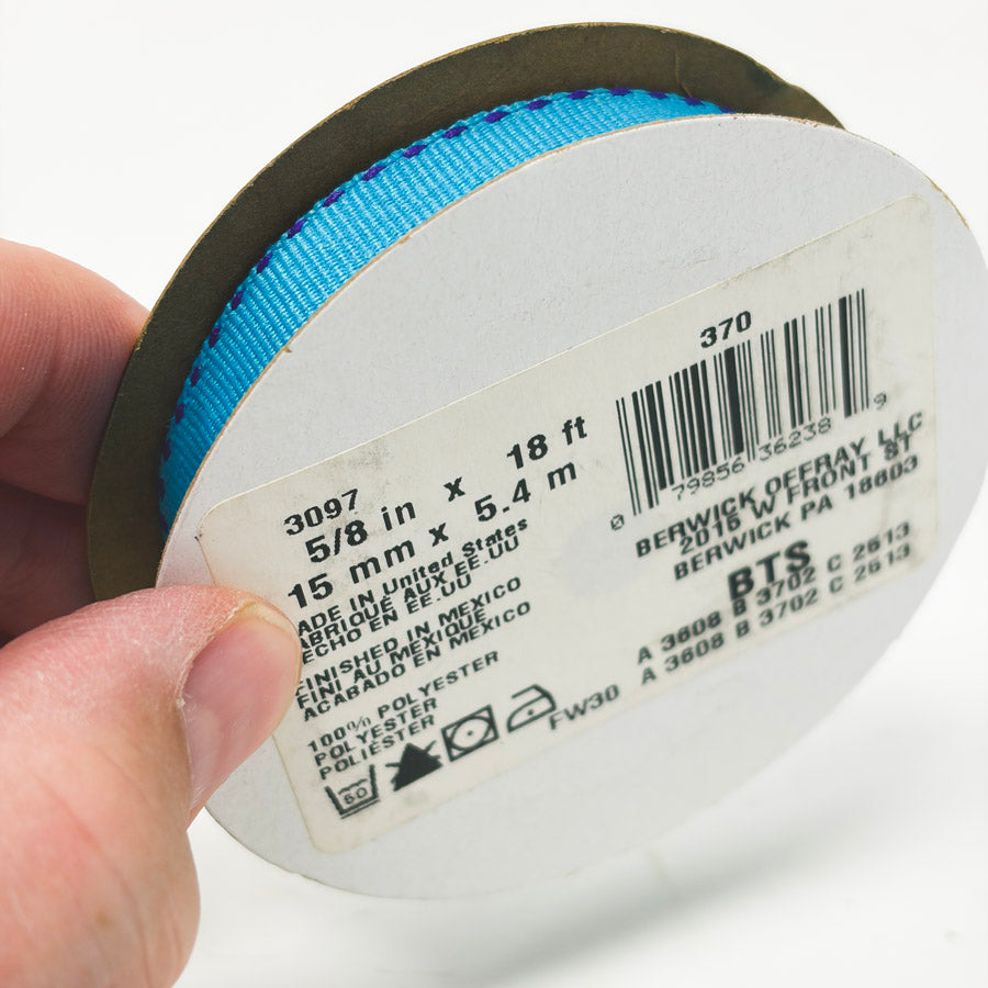 5/8" Offray Bright Blue Stitch Grosgrain Ribbon