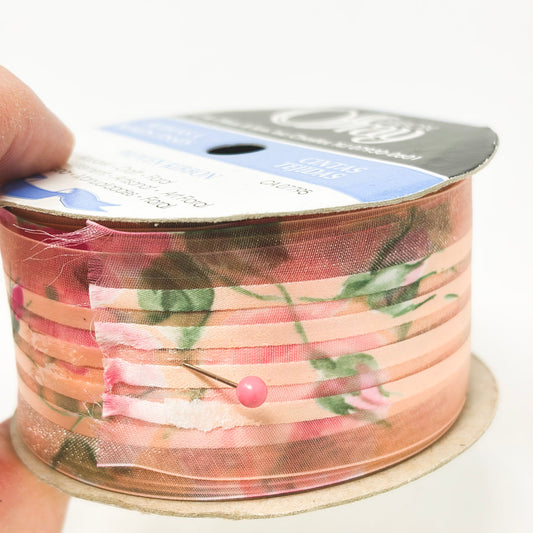 Offray Pink Floral Stripe Ribbon