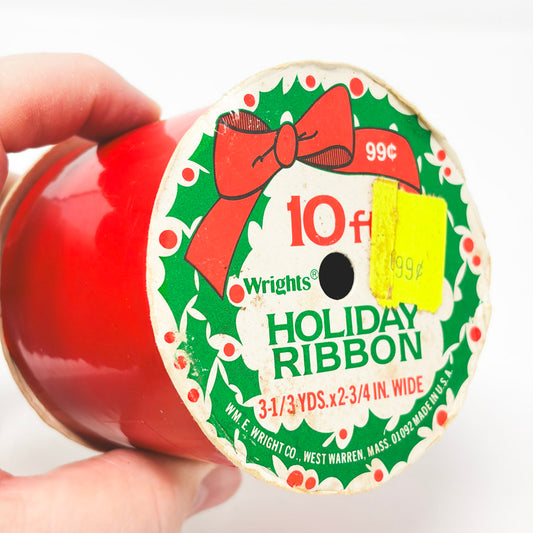Vintage Red Plastic Holiday Ribbon
