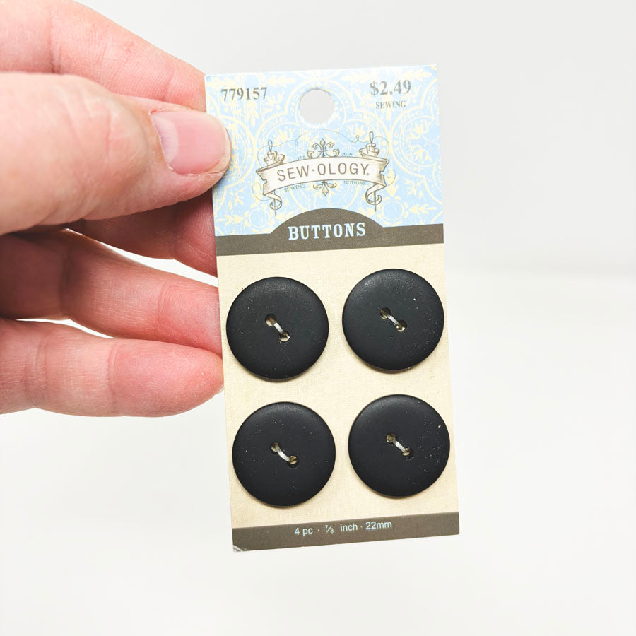 Sew-ology Black Buttons Card of 4