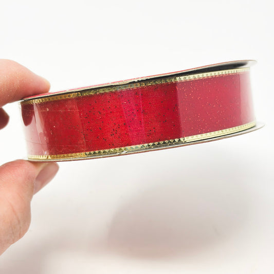 Red & Gold Holiday Glitter Ribbon