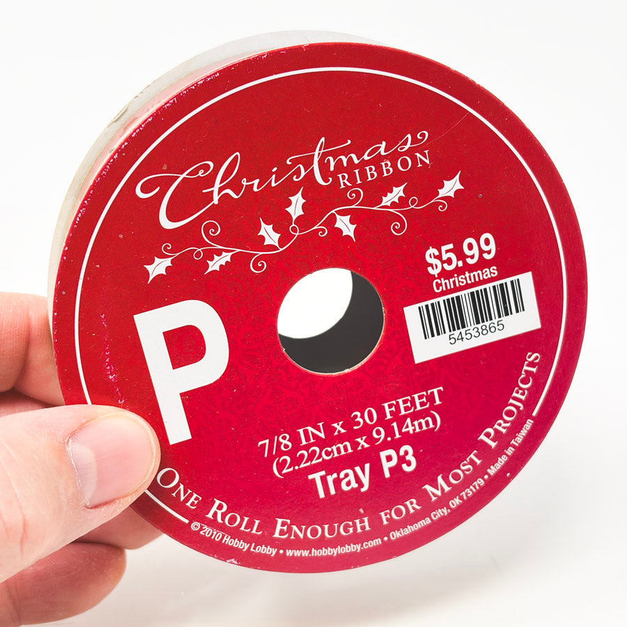 Red & Gold Holiday Glitter Ribbon