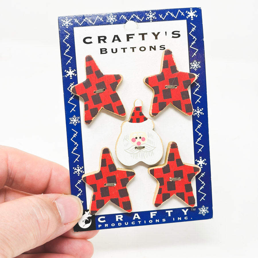 Wood Santa & Star Buttons