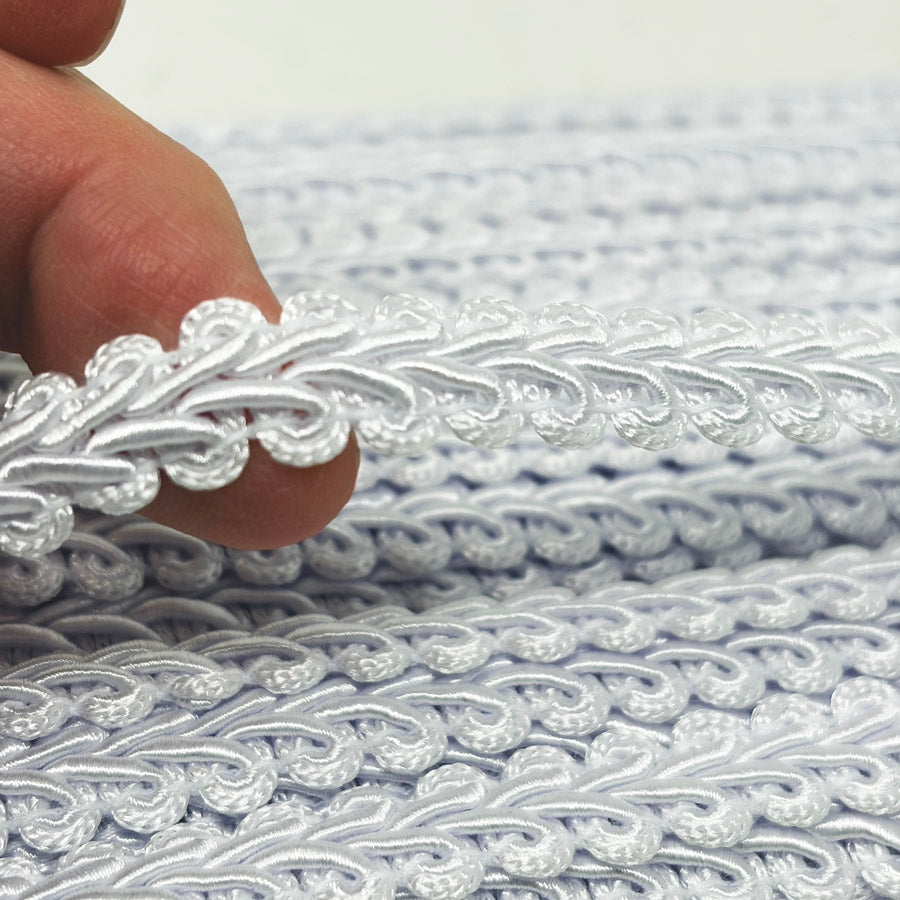 White Braid Scroll Fringe Trim Spool