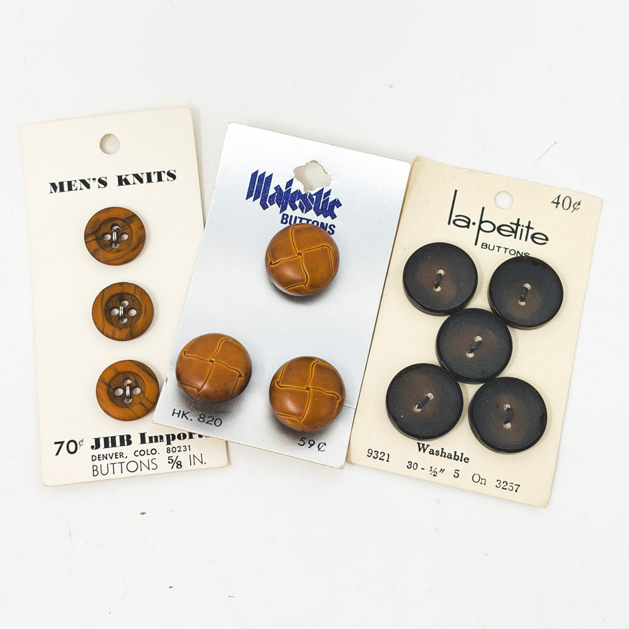 Dark Wood Vintage Button Bundle