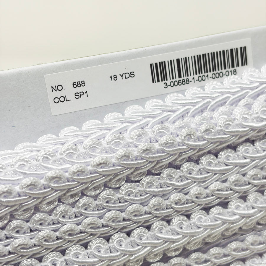 White Braid Scroll Fringe Trim Spool