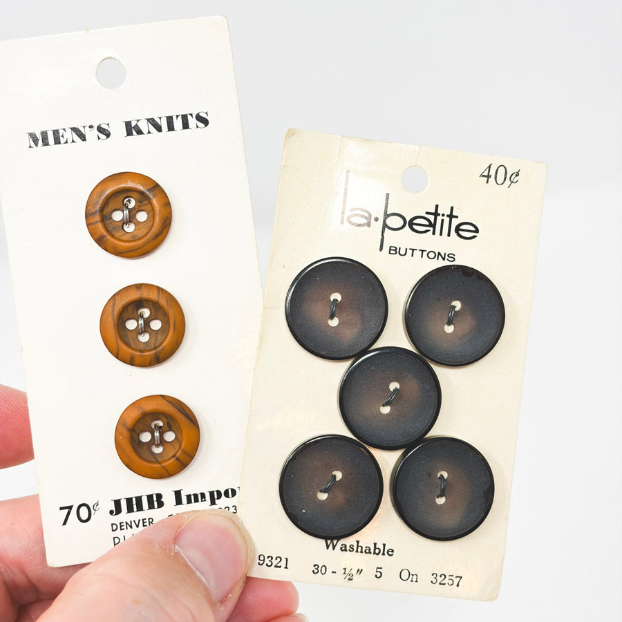Dark Wood Vintage Button Bundle