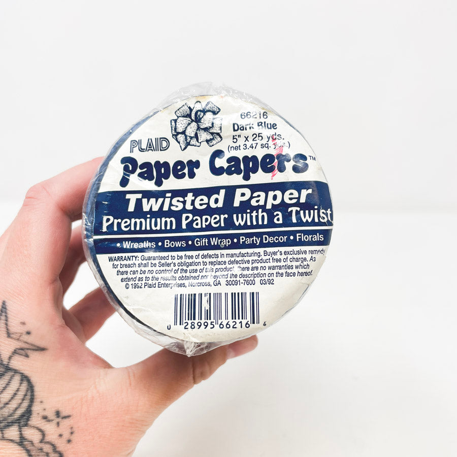 Plaid Dark Blue Twisted Paper for Bow Making