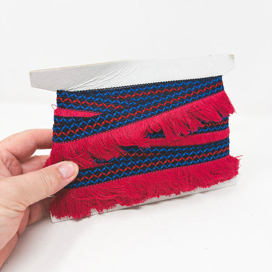 Magenta and Blue Decorative Woven Fringe Trim