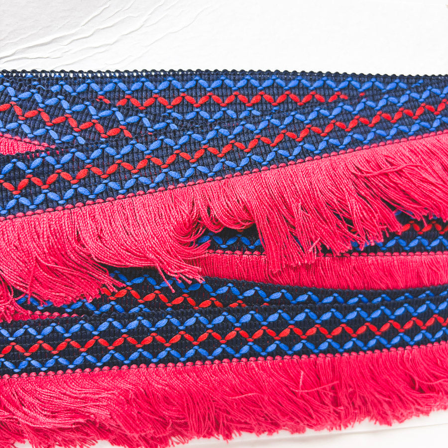 Magenta and Blue Decorative Woven Fringe Trim