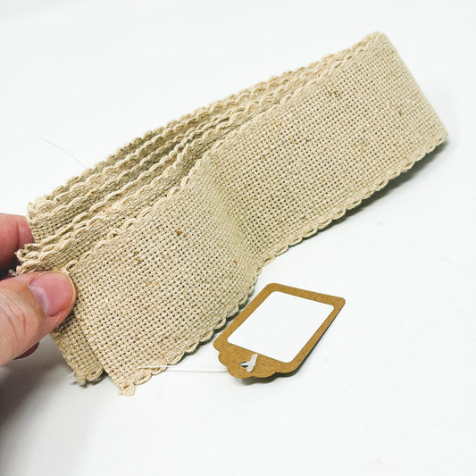 Tan Scallop Banding Linen – appx. 20 Count – 27" x 1"