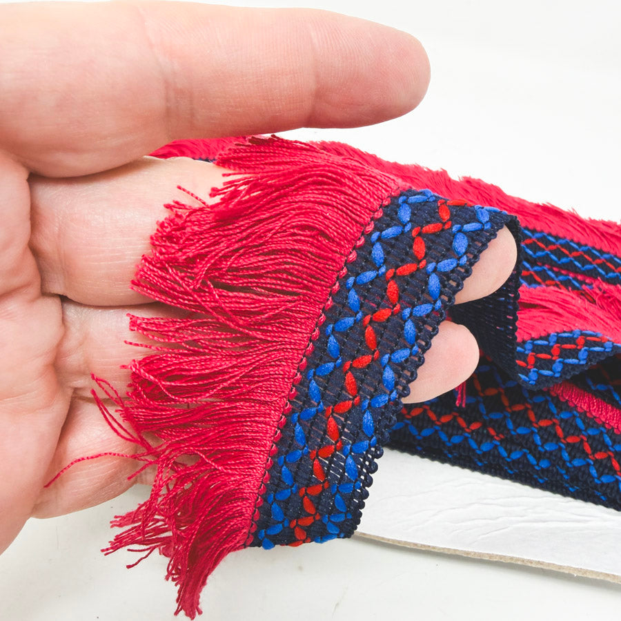 Magenta and Blue Decorative Woven Fringe Trim
