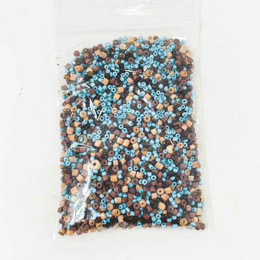 Blue and Wood Seed Bead Bundle