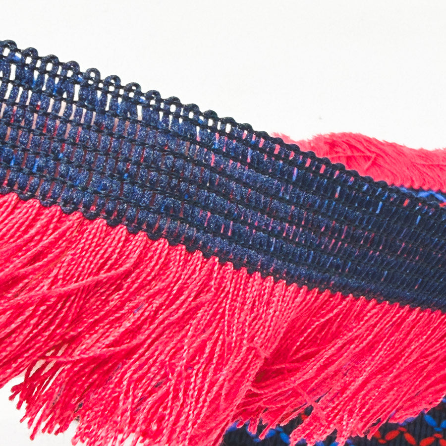Magenta and Blue Decorative Woven Fringe Trim