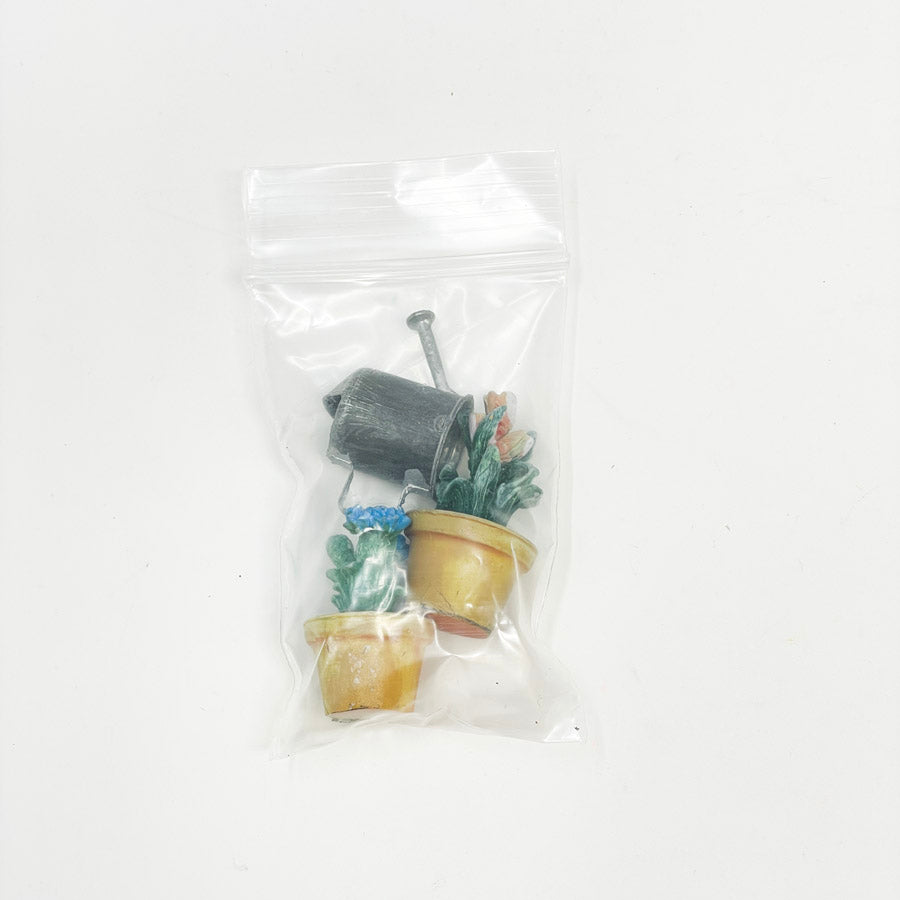 Miniature Flower Pots with Watering Can
