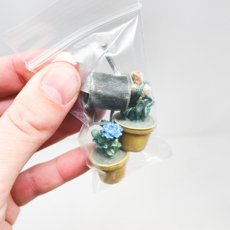 Miniature Flower Pots with Watering Can