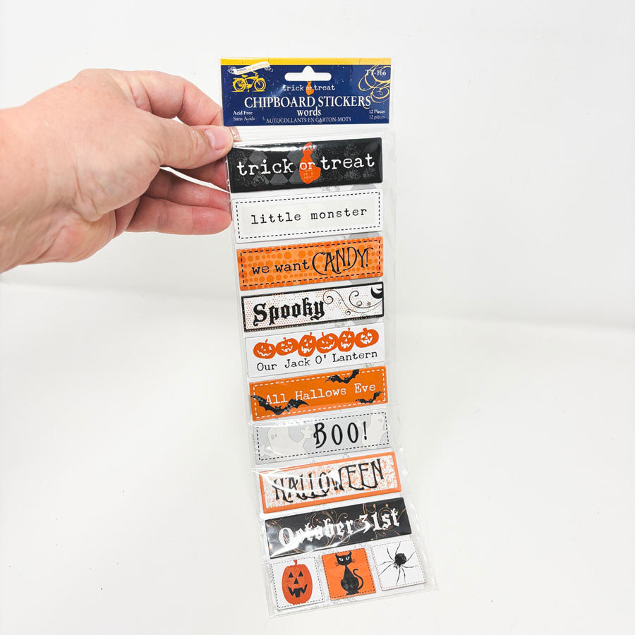 Little Yellow Bicycle Trick or Treat Chipboard Stickers