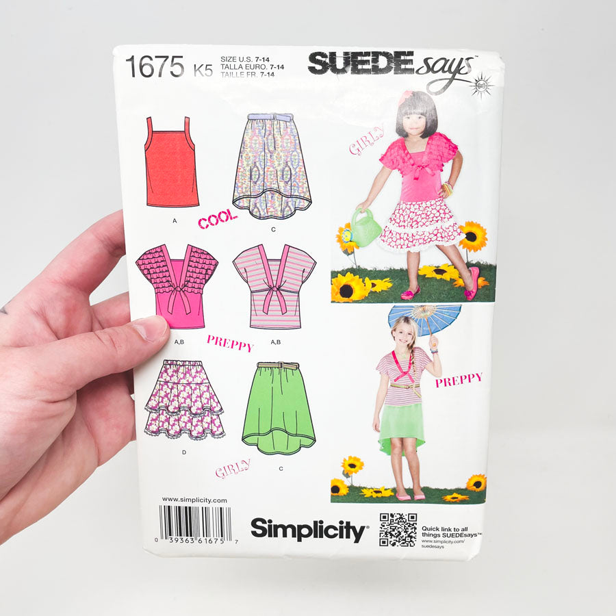 Simplicity 1675 Sewing Pattern - Child's and Girls' Skirts and Knit Top and Bolero