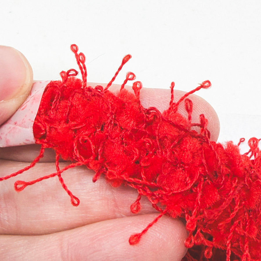 Red Looped Eyelash Chenille Decorative Trim