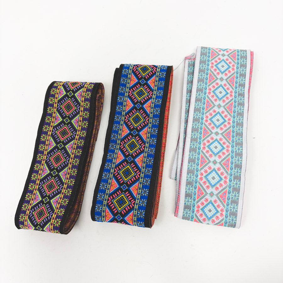2 Yd Length – Diamond Pattern – 2" Woven Jacquard Trim