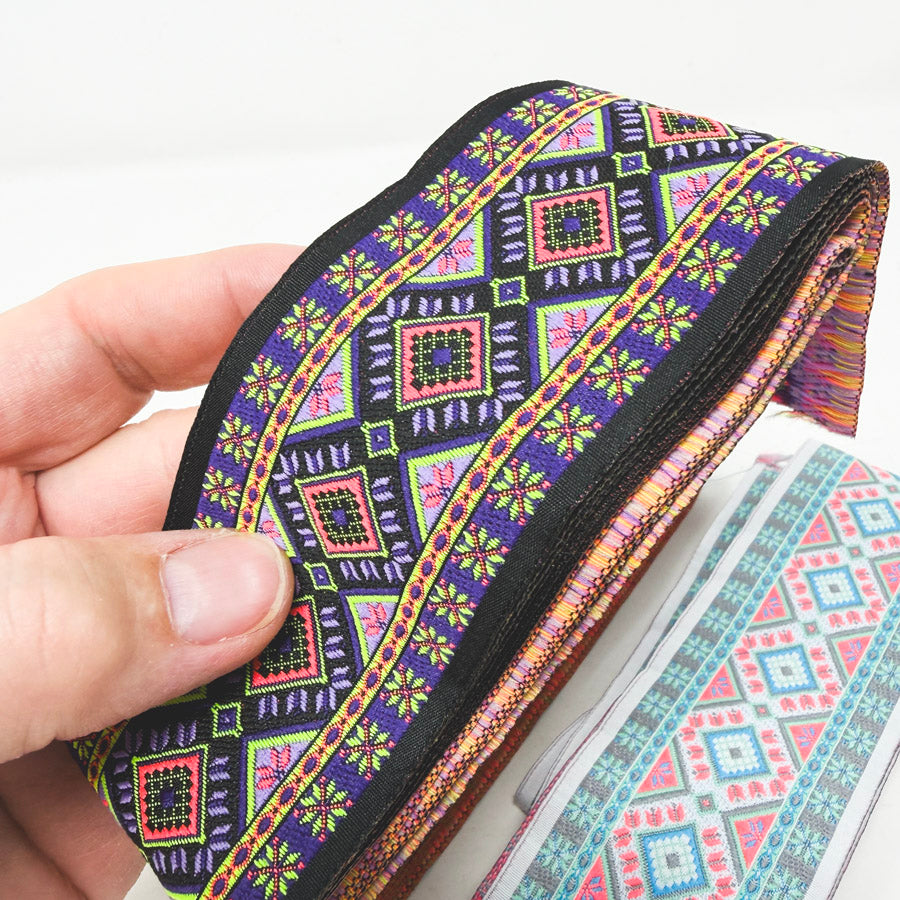 2 Yd Length – Diamond Pattern – 2" Woven Jacquard Trim